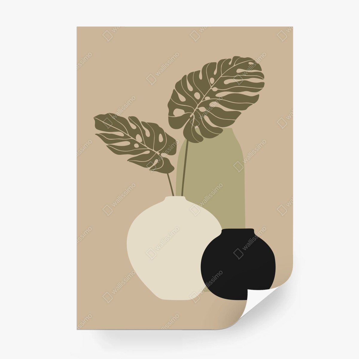 Wall mural minimal monstera vase composition • Wallissimo® Wall mural minimal monstera vase composition • Wallissimo®