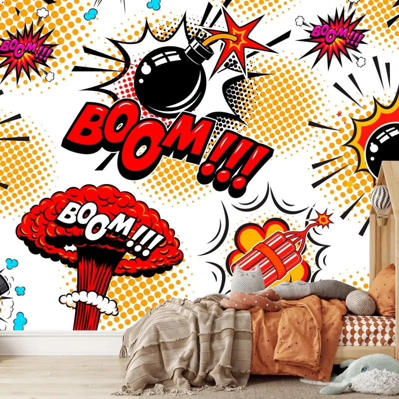 Wall mural comic bomb pop art pattern • Wallissimo® Wall mural comic bomb pop art pattern • Wallissimo®