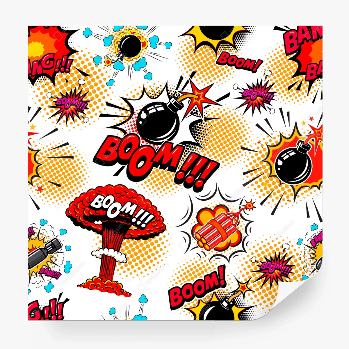 Wall mural comic bomb pop art pattern • Wallissimo® Wall mural comic bomb pop art pattern • Wallissimo®