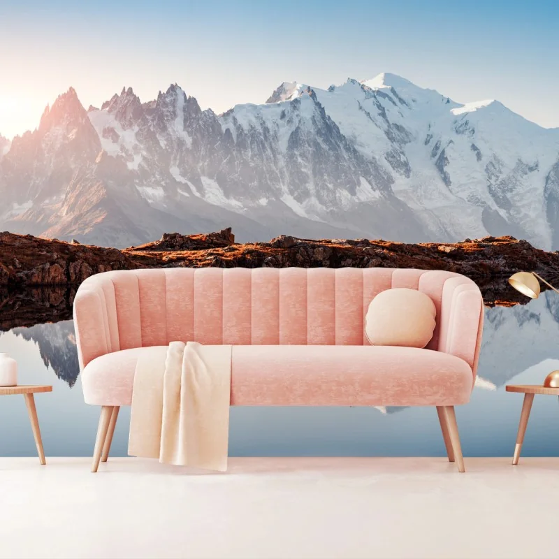 Wall mural alpine mountains reflected in a tranquil lake