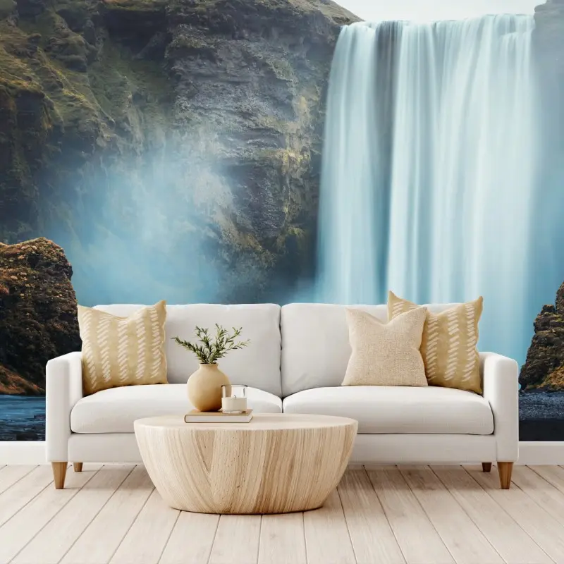 Wall mural majestic waterfall in mist