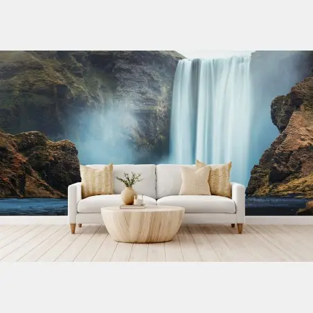 Wall mural majestic waterfall in mist • Wallissimo®