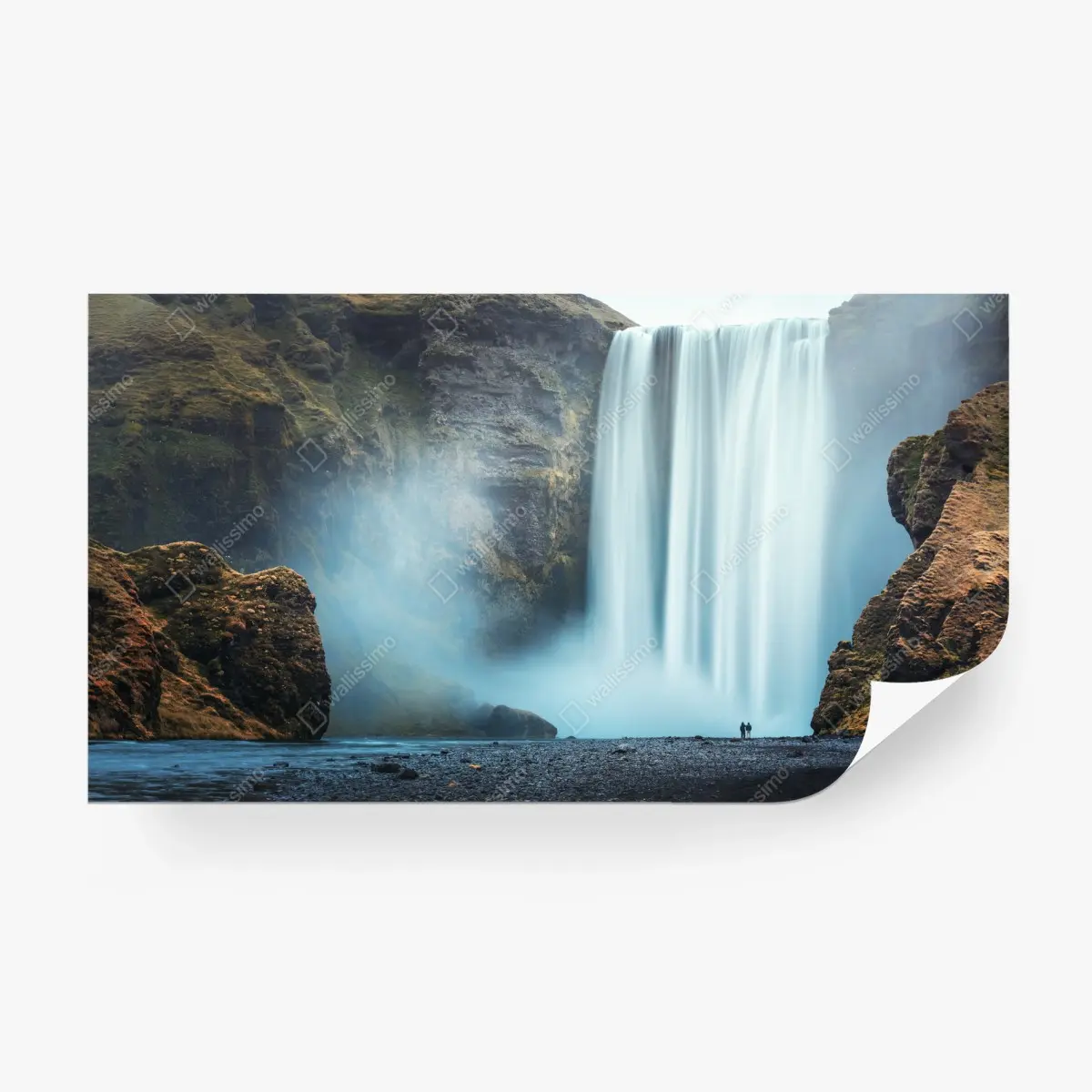 Wall mural majestic waterfall in mist • Wallissimo®