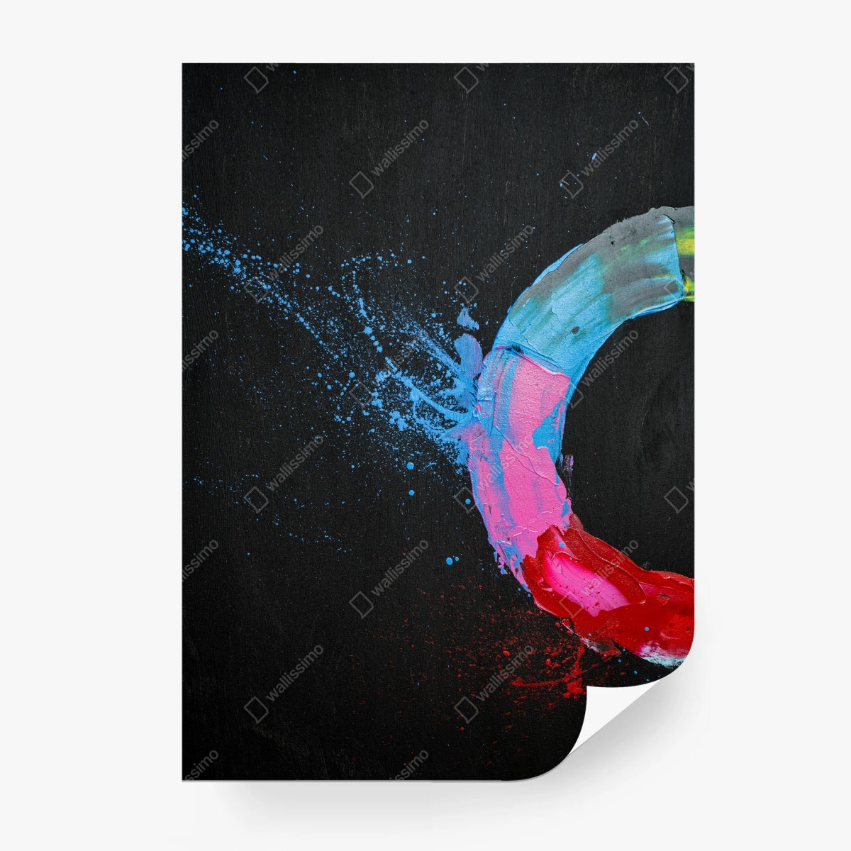 Wall mural vibrant paint ring on black canvas • Wallissimo® Wall mural vibrant paint ring on black canvas • Wallissimo®