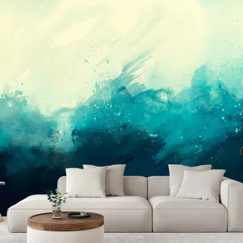 Wall mural turquoise ocean abstract watercolor