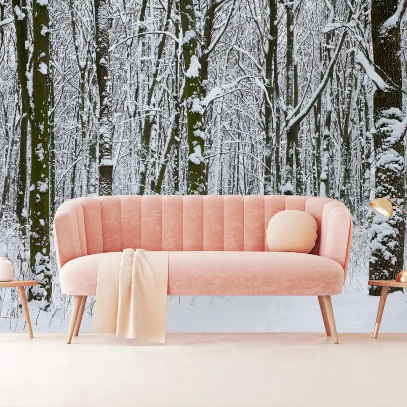 Wall mural winter forest path in snow