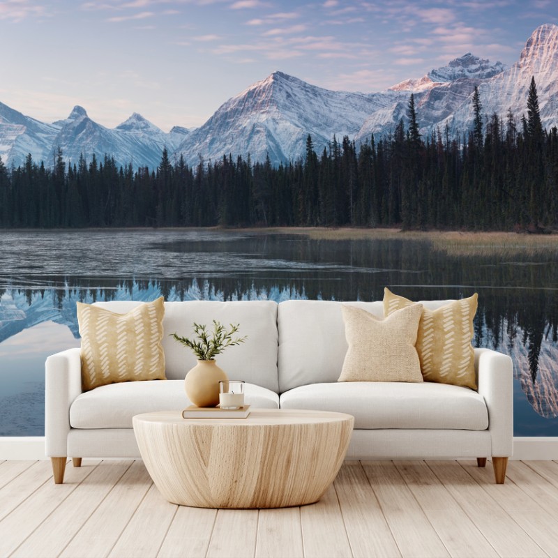 Wall mural serene mountain reflection at dawn
