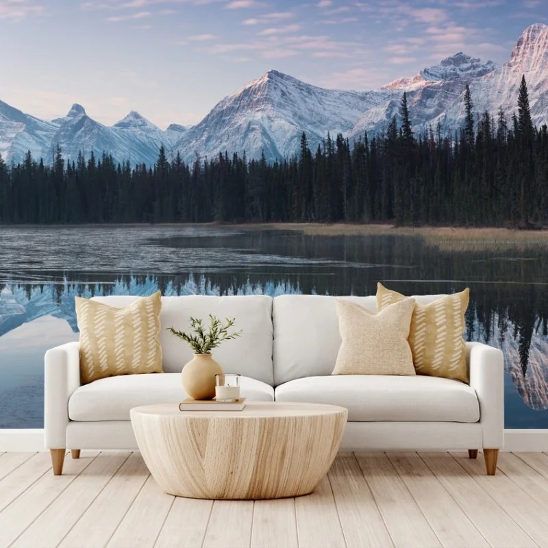 Wall mural serene mountain reflection at dawn