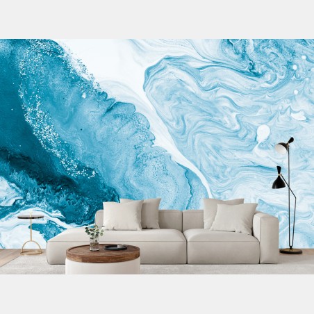Wall mural blue marble ocean abstract • Wallissimo®