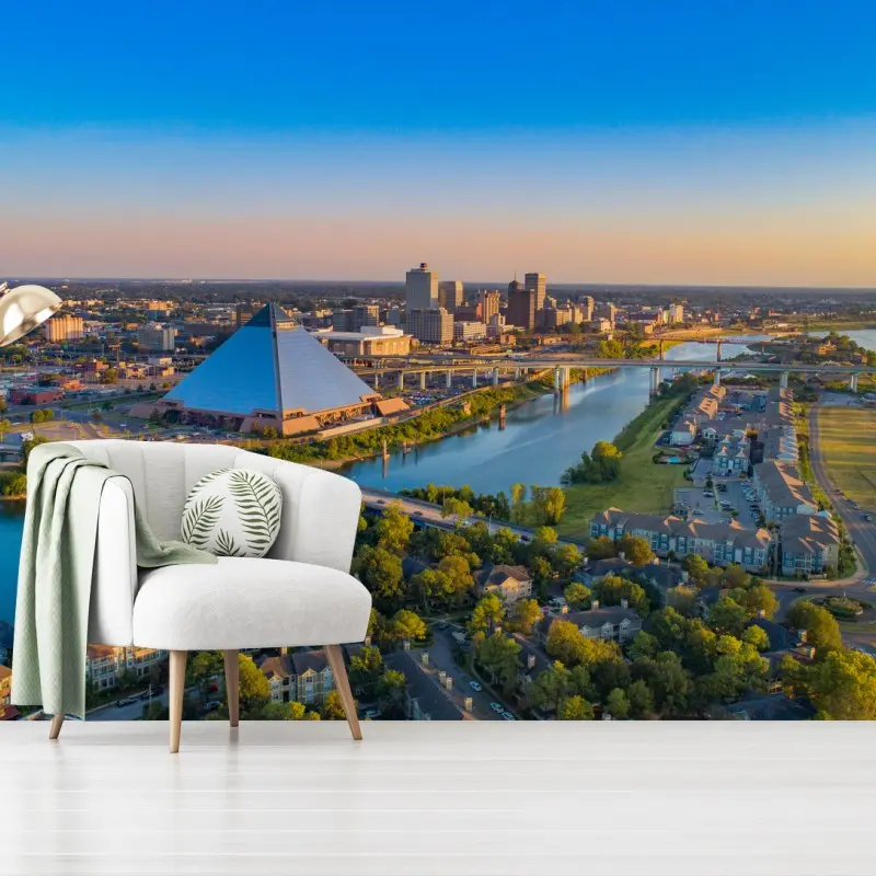 Wall mural Memphis skyline at sunset