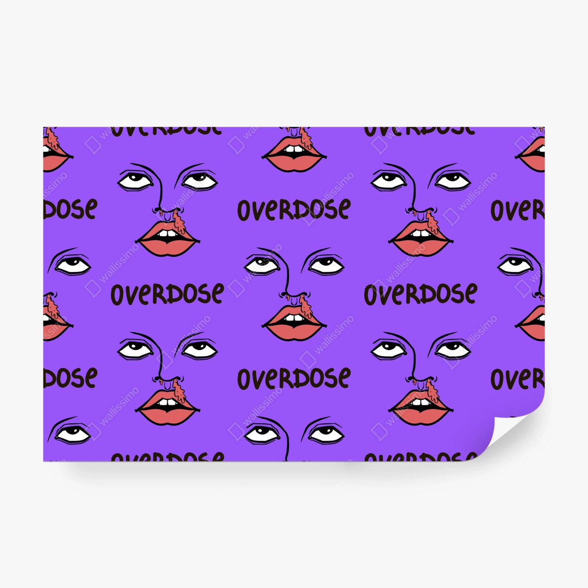 Wall mural bold purple pop-art face pattern • Wallissimo®
