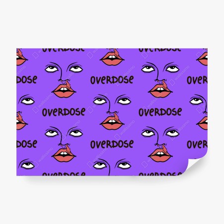 Wall mural bold purple pop-art face pattern • Wallissimo®