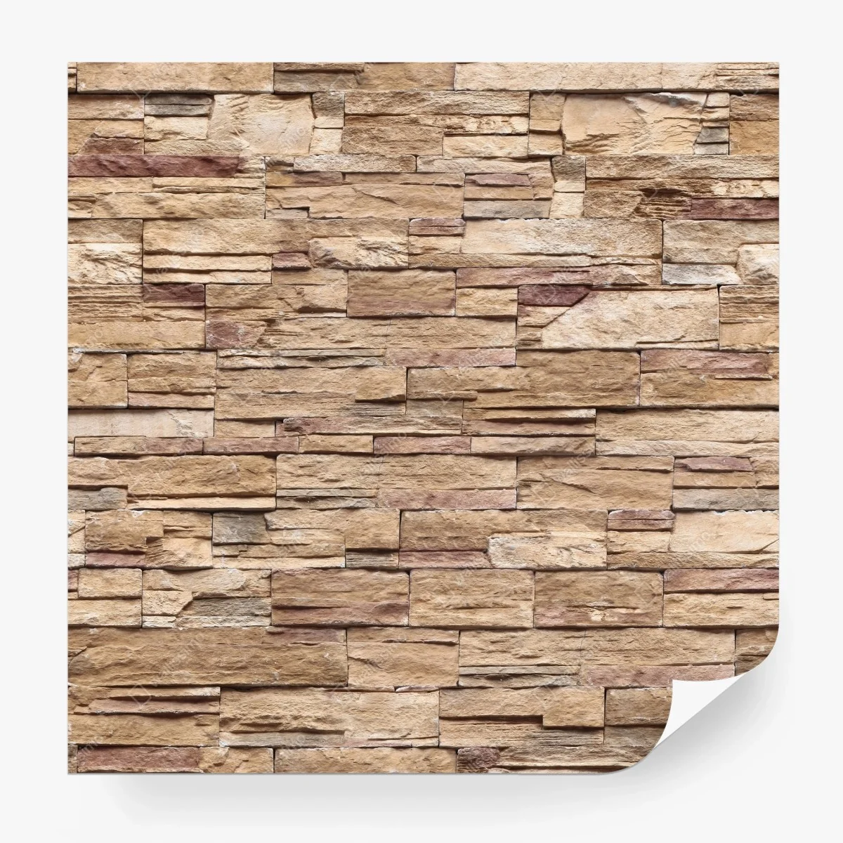 Wall mural stacked beige stone wall texture • Wallissimo®
