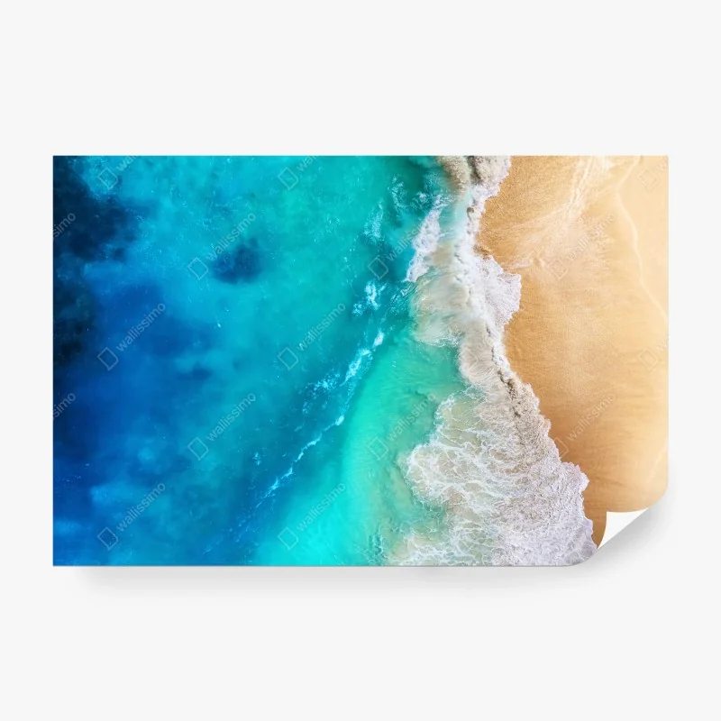 Wall mural turquoise coastline from above • Wallissimo® Wall mural turquoise coastline from above • Wallissimo®
