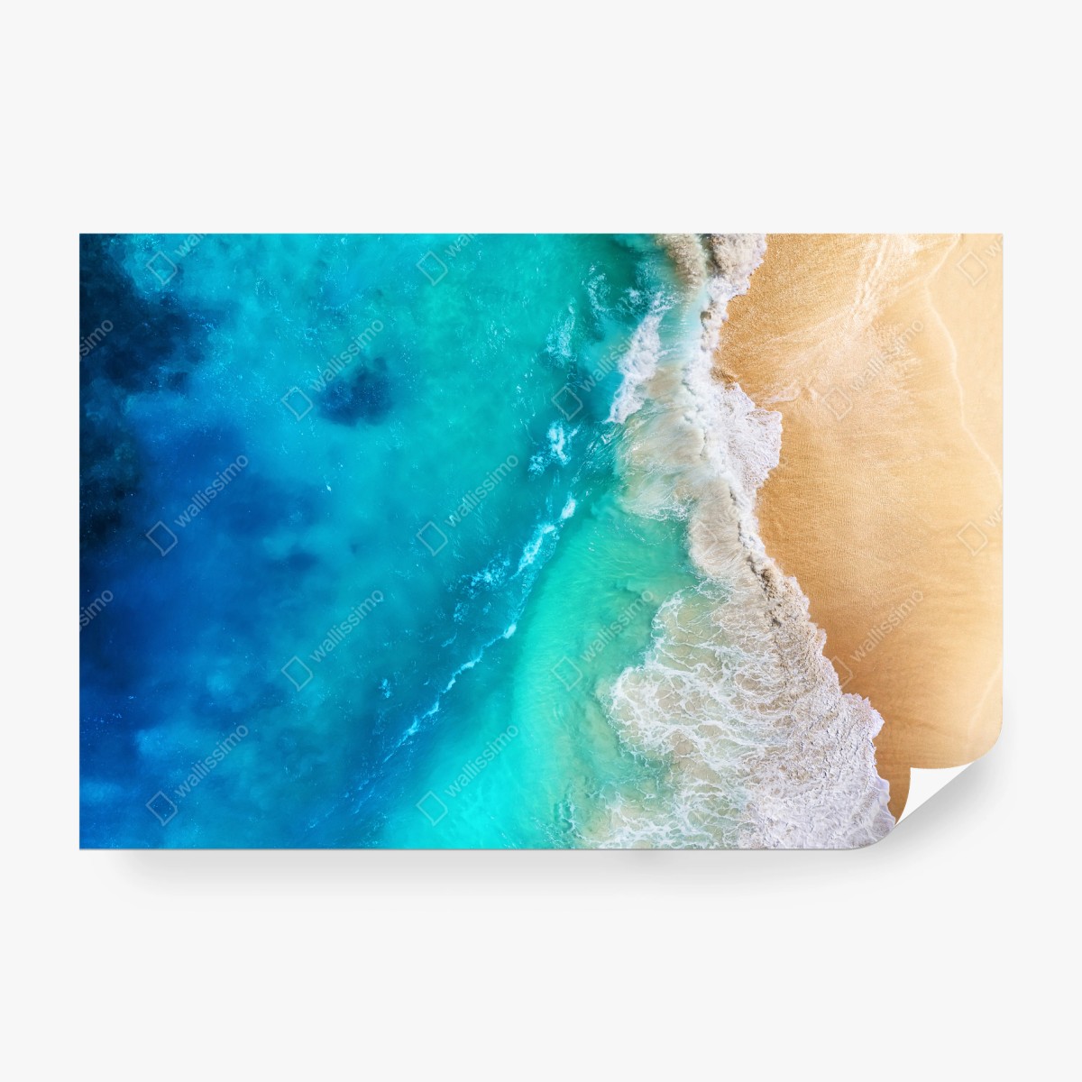 Wall mural turquoise coastline from above • Wallissimo® Wall mural turquoise coastline from above • Wallissimo®