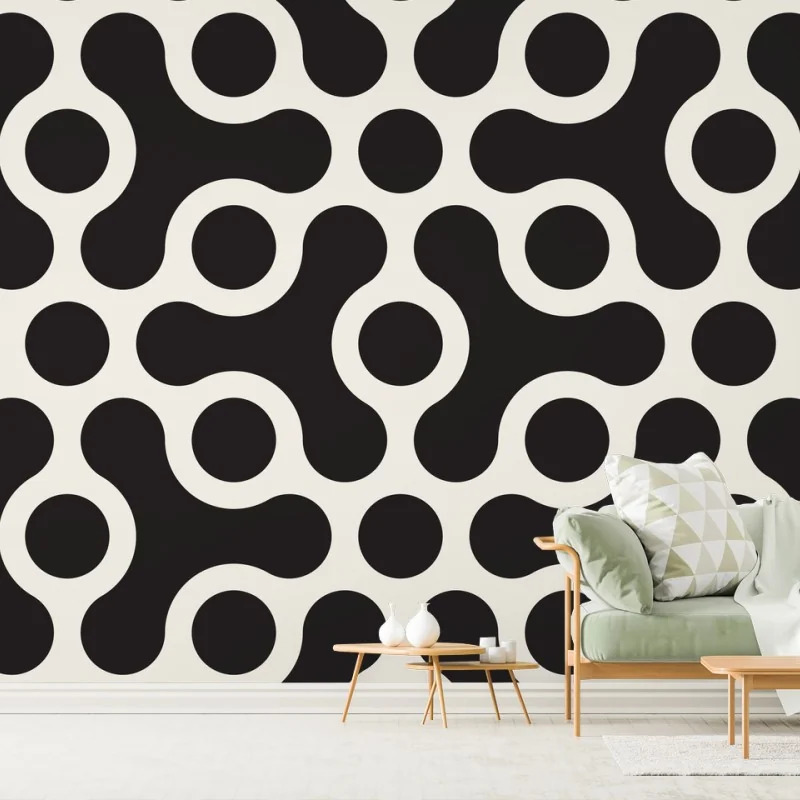 Wall mural bold monochrome geometric pattern