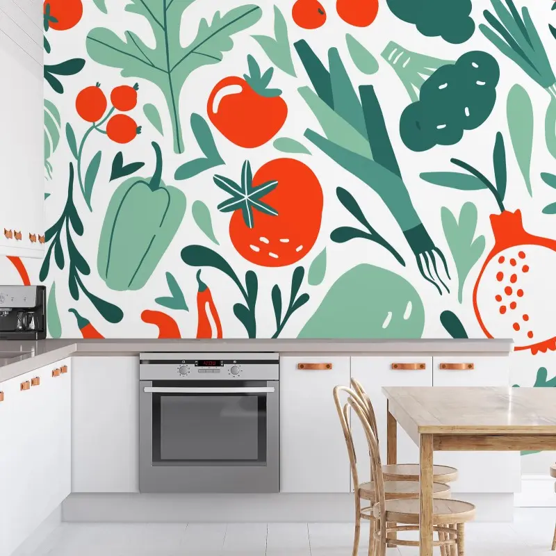 Wall mural fresh vegetable pattern