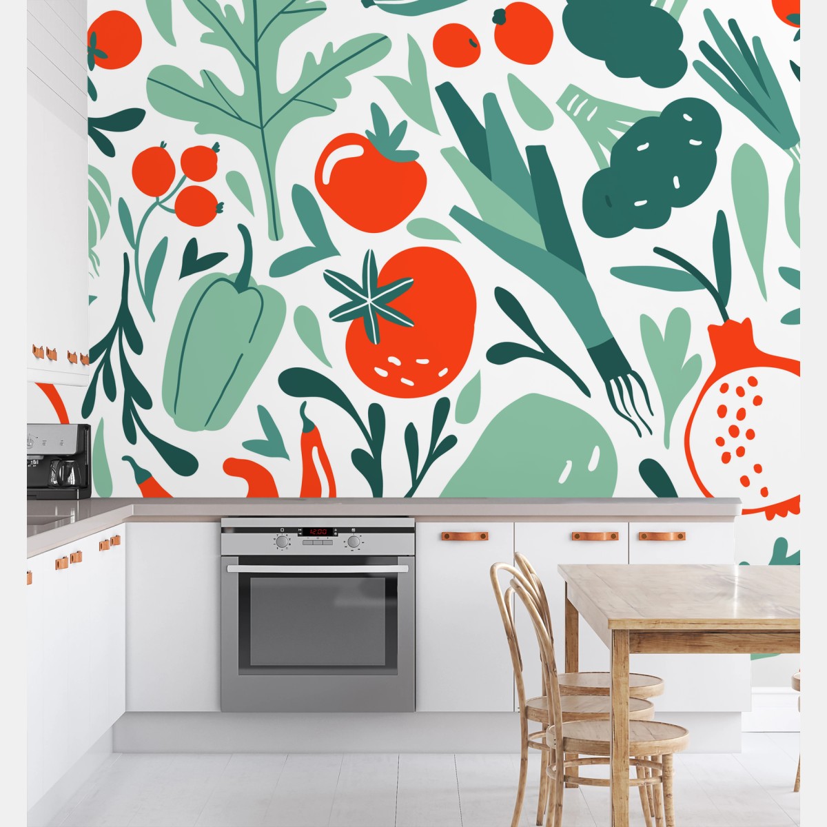 Wall mural fresh vegetable pattern • Wallissimo®