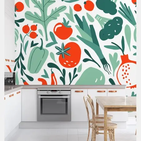 Wall mural fresh vegetable pattern • Wallissimo®