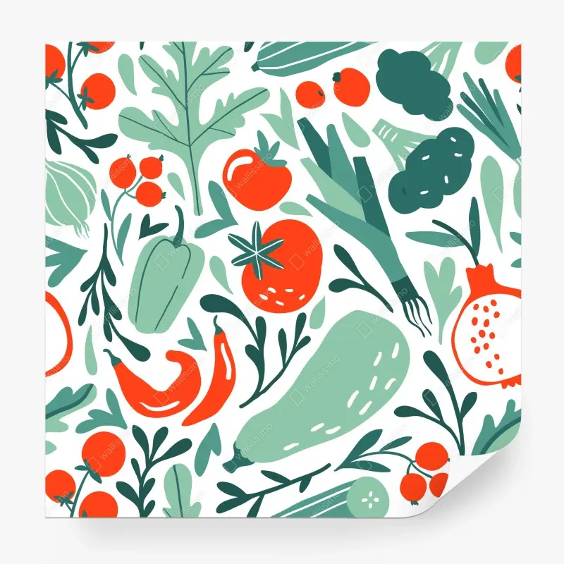Wall mural fresh vegetable pattern