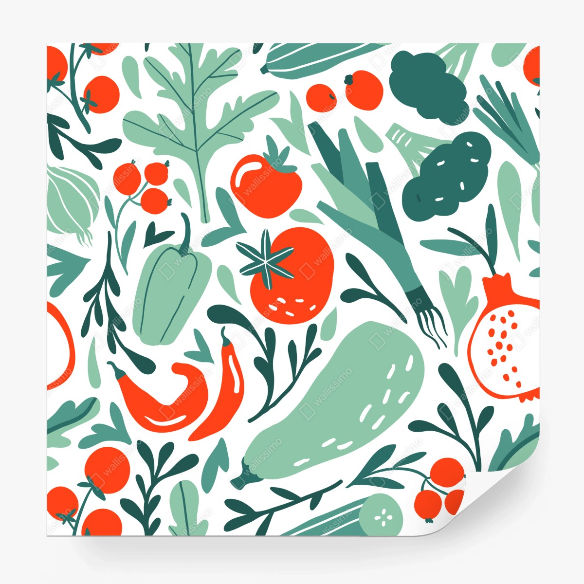 Wall mural fresh vegetable pattern • Wallissimo®