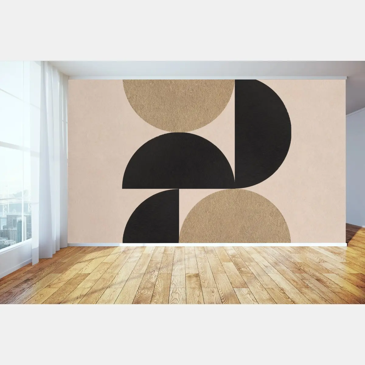Wall mural gold and black geometric composition • Wallissimo®