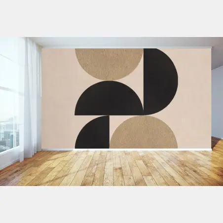 Wall mural gold and black geometric composition • Wallissimo®