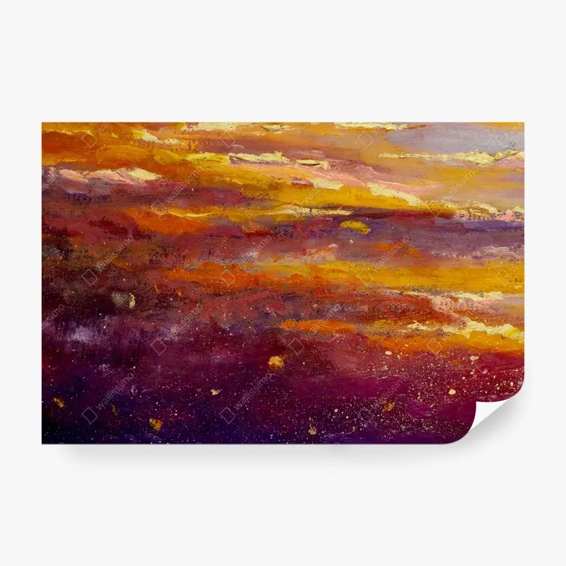 Wall mural golden violet sunset sky