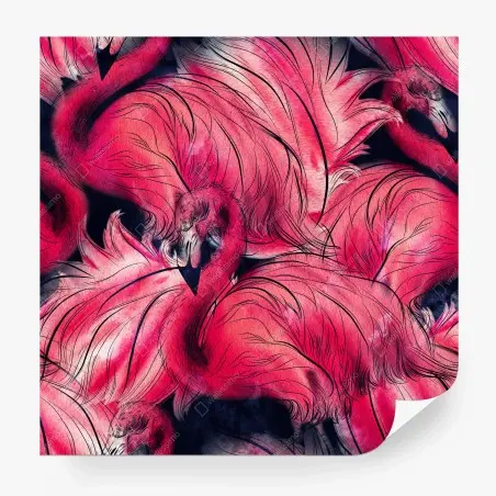 Wall mural pink flamingo watercolor pattern • Wallissimo®