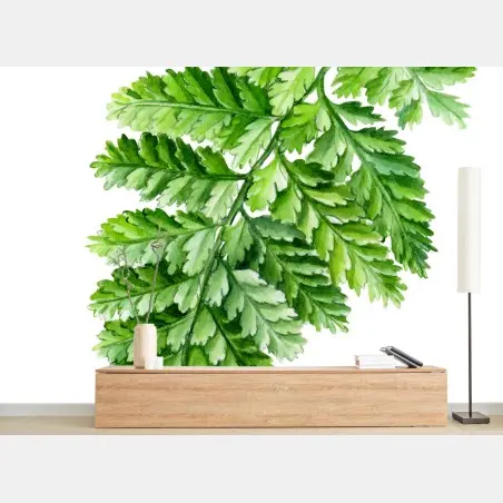 Wall mural delicate watercolor fern leaf • Wallissimo®