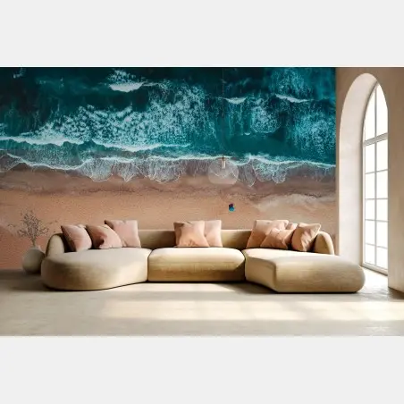 Wall mural aerial turquoise beach panorama • Wallissimo®