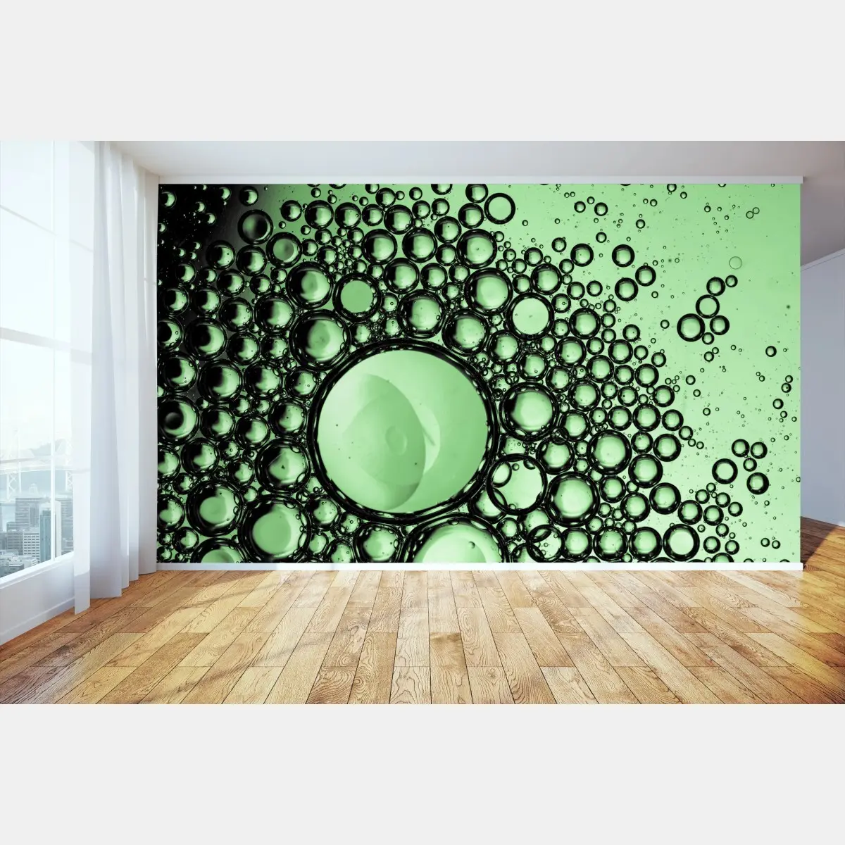 Wall mural green bubble abstract pattern • Wallissimo®