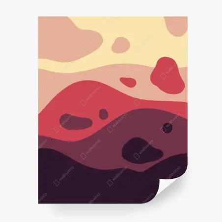 Wall mural minimal abstract wavy landscape in warm tones • Wallissimo®