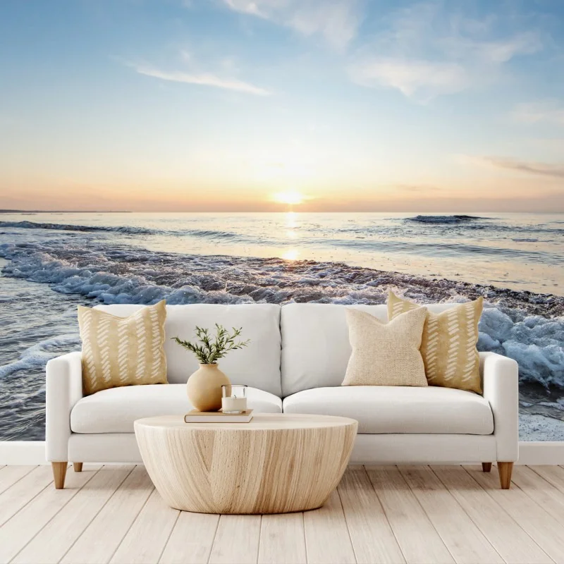 Wall mural tranquil beach sunrise seascape