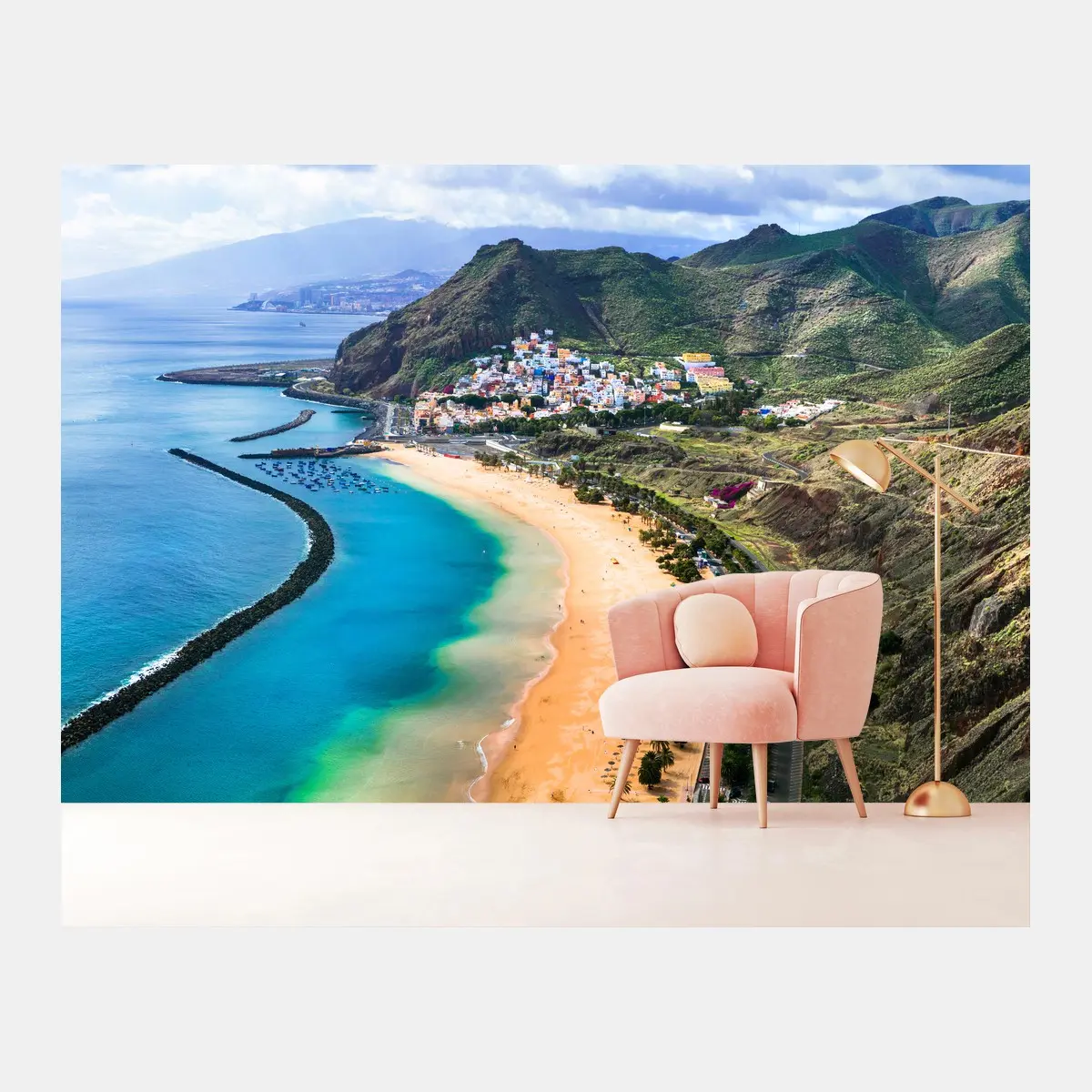 Wall mural turquoise bay coastal panorama • Wallissimo®