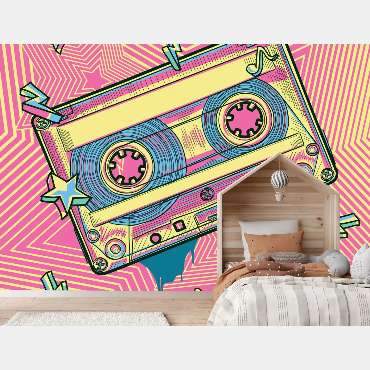 Wall mural retro cassette pop art design • Wallissimo®