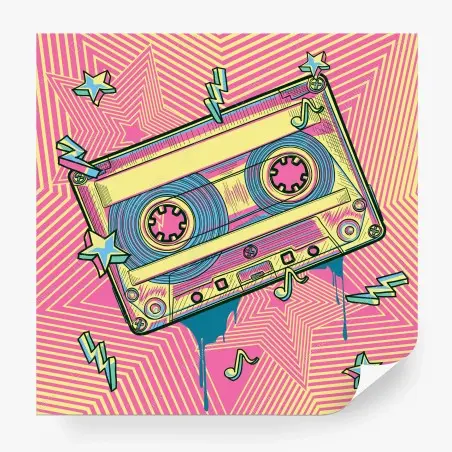 Wall mural retro cassette pop art design • Wallissimo®