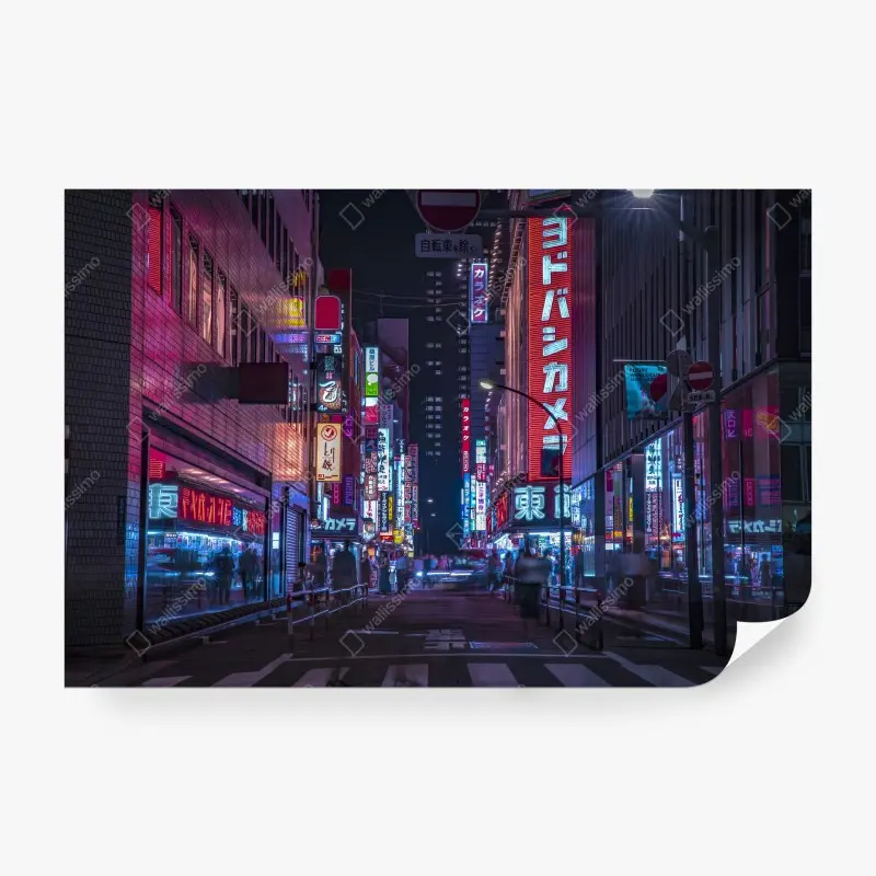 Wall mural neon-lit Tokyo street at night