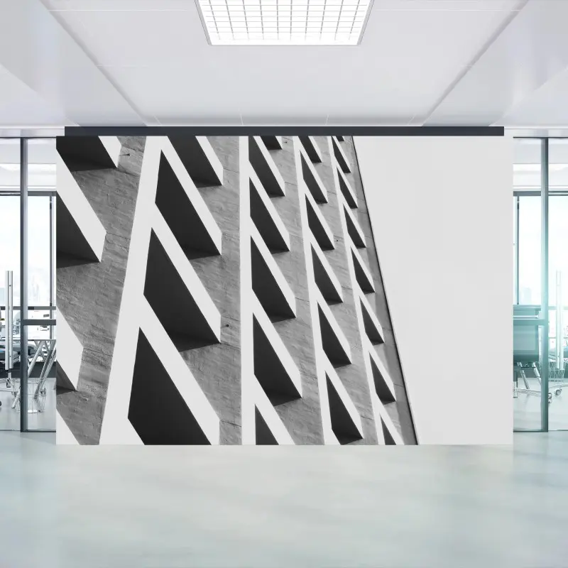 Wall mural geometric facade in grayscale