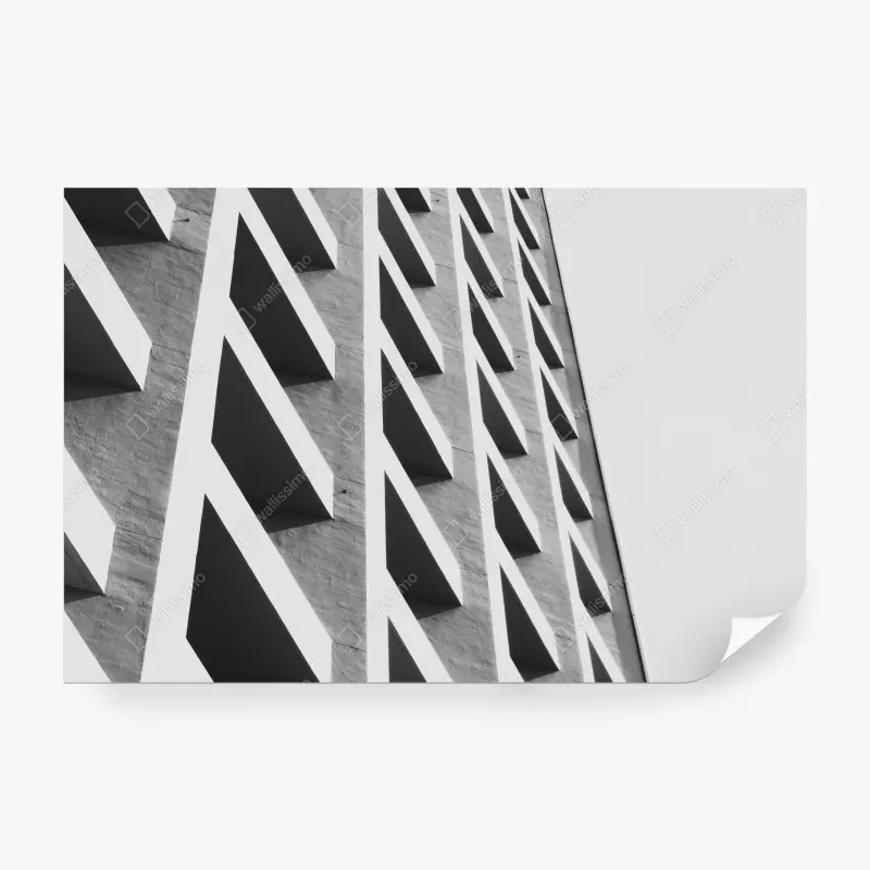 Wall mural geometric facade in grayscale