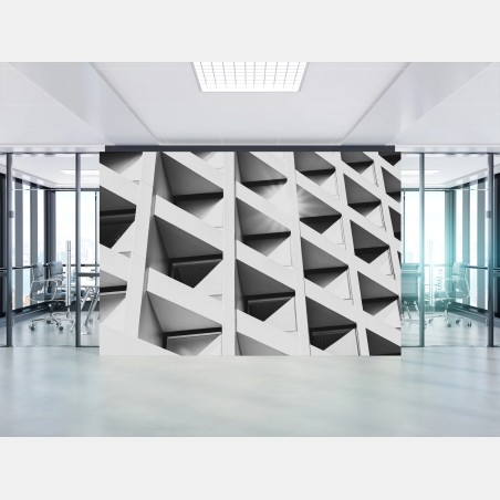 Wall mural modern geometric facade in monochrome • Wallissimo®