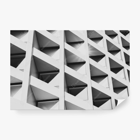 Wall mural modern geometric facade in monochrome • Wallissimo®