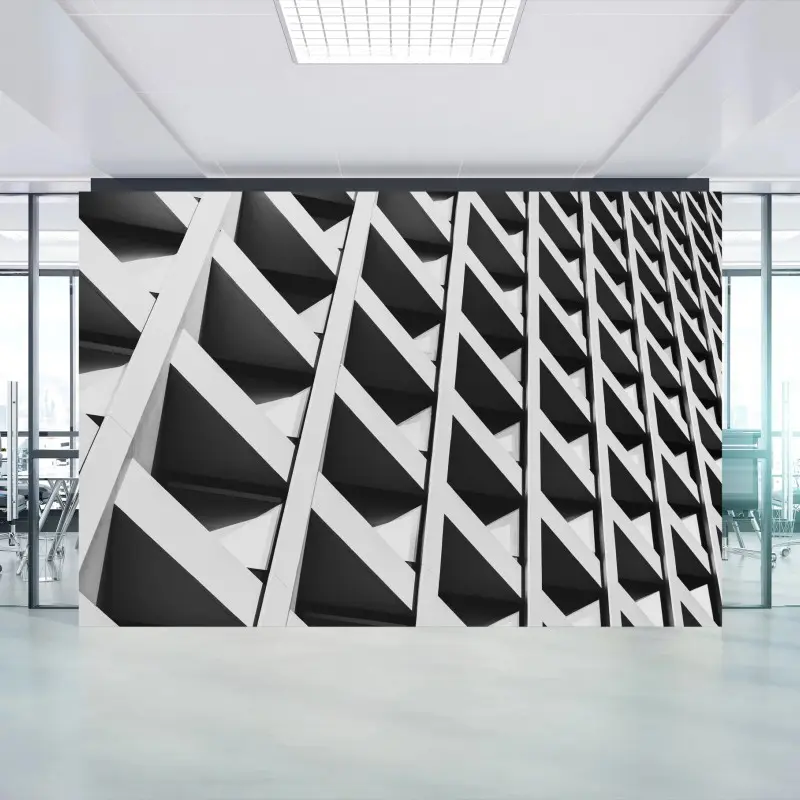 Wall mural geometric building facade in black and white