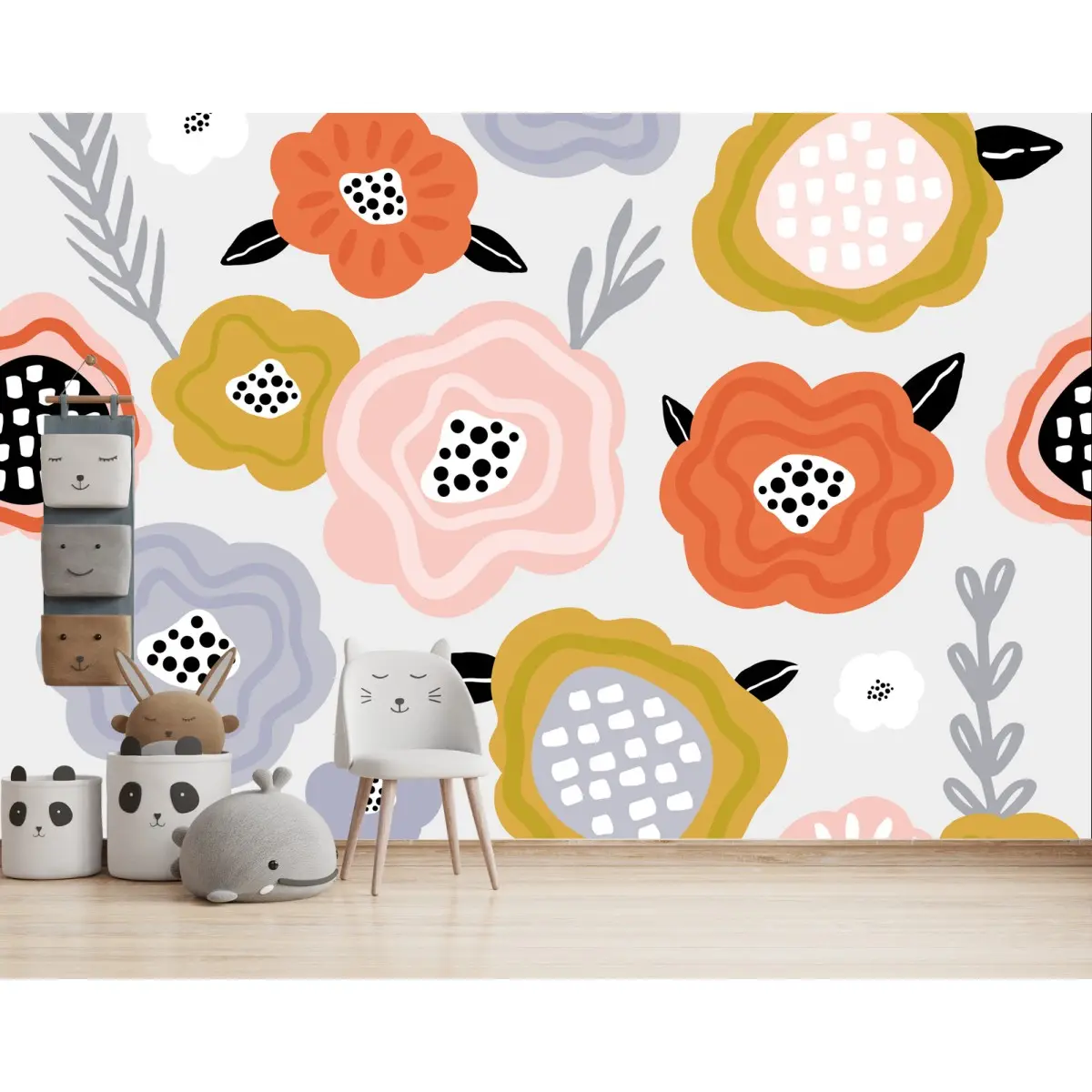 Wall mural playful pastel floral pattern • Wallissimo®