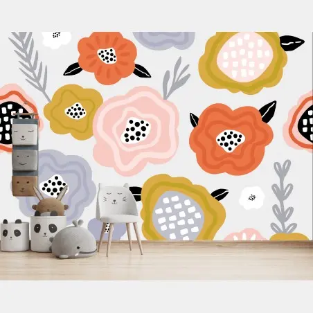 Wall mural playful pastel floral pattern • Wallissimo®