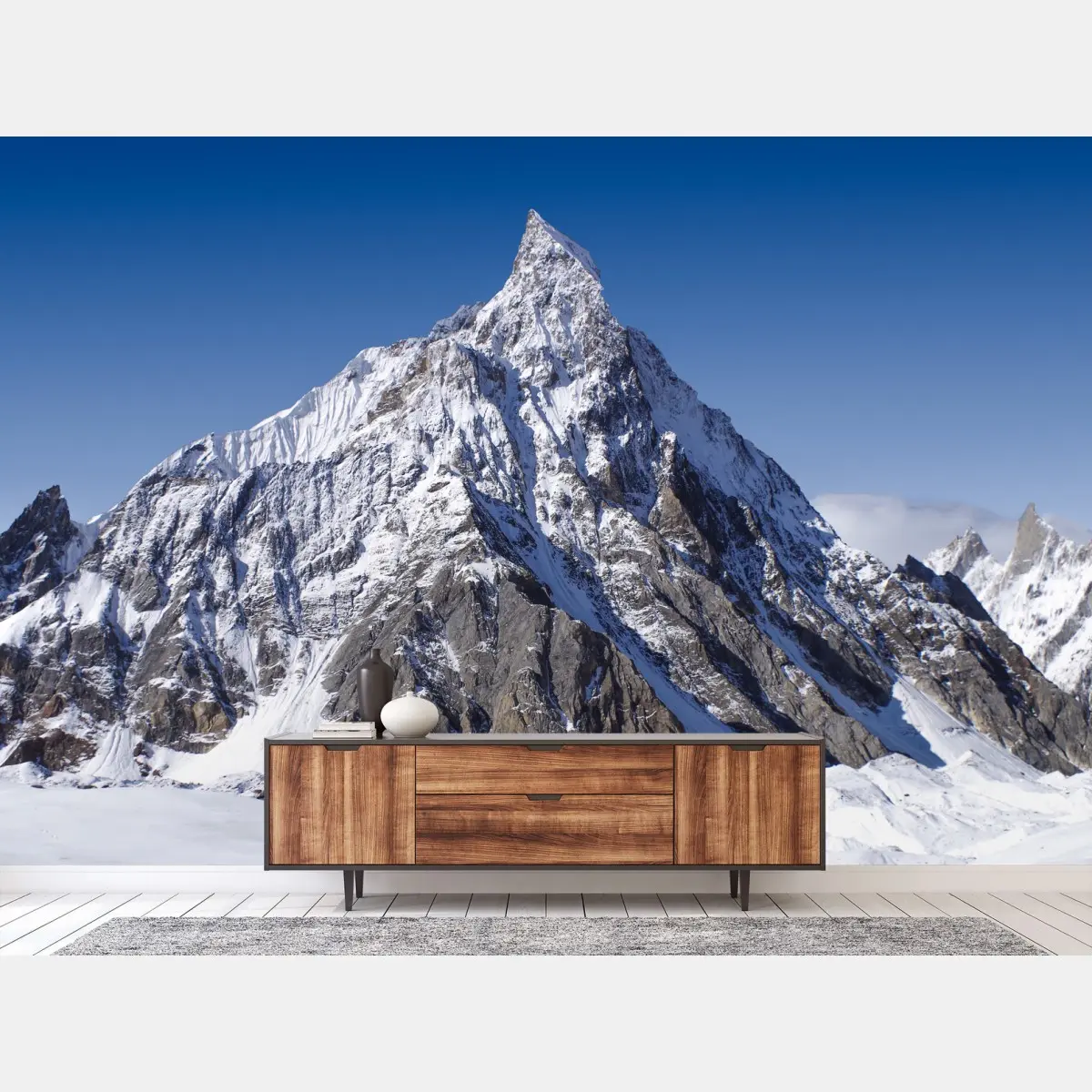 Wall mural majestic snow-capped mountain peak • Wallissimo®