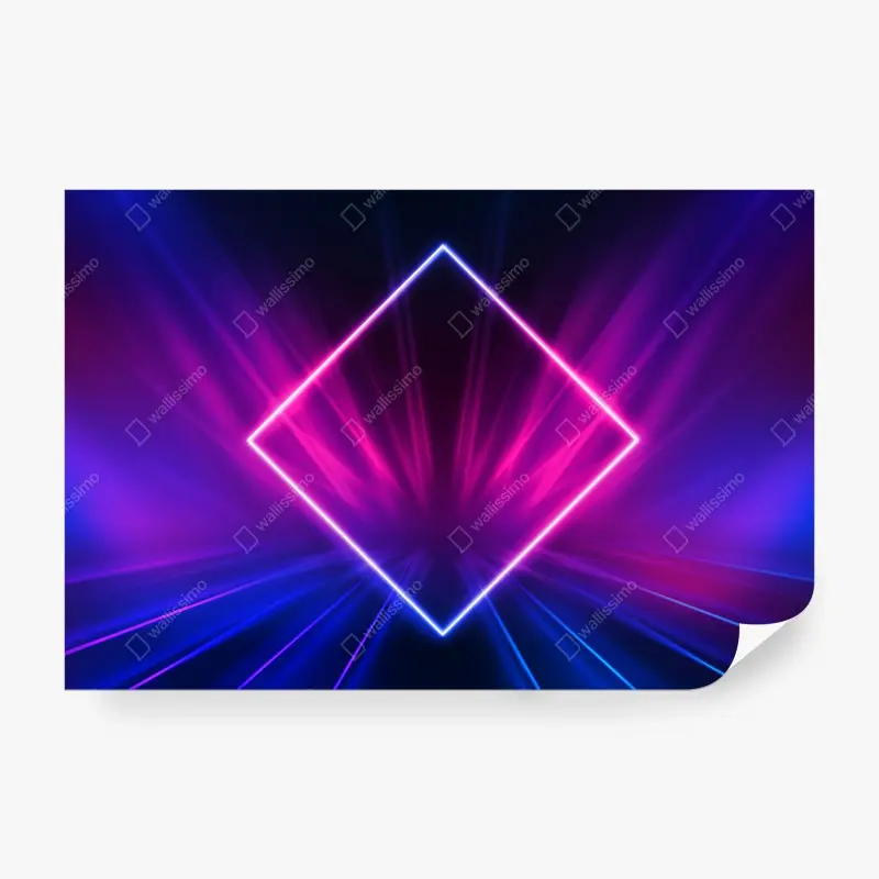 Wall mural neon diamond glow - abstract geometric art