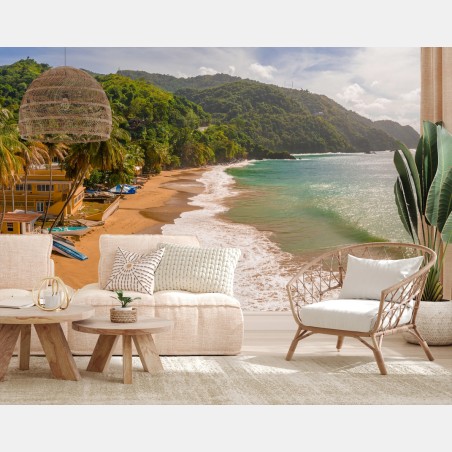 Wall mural Barbados tropical beach panorama • Wallissimo®