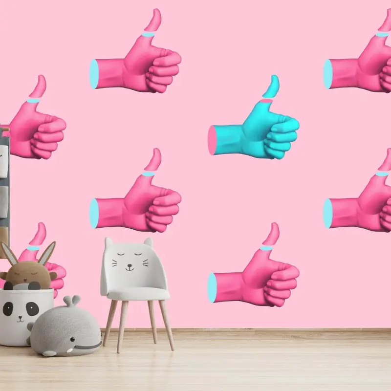 Wall mural pastel thumbs-up pattern