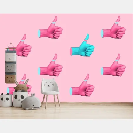 Wall mural pastel thumbs-up pattern • Wallissimo®
